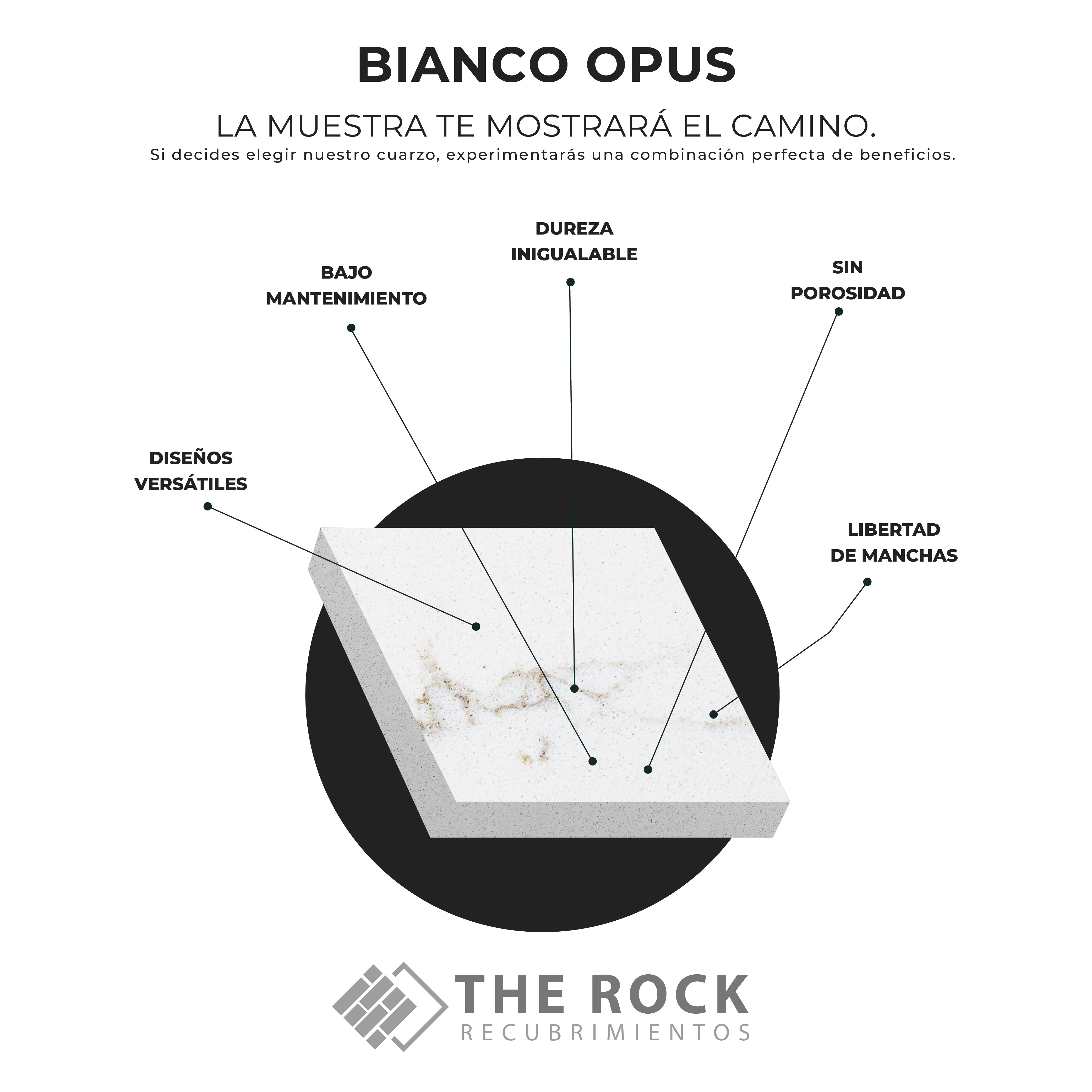BIANCO OPUS | PLACA DE CUARZO PARA BAÑOS Y MÚLTIPLES APLICACIONES